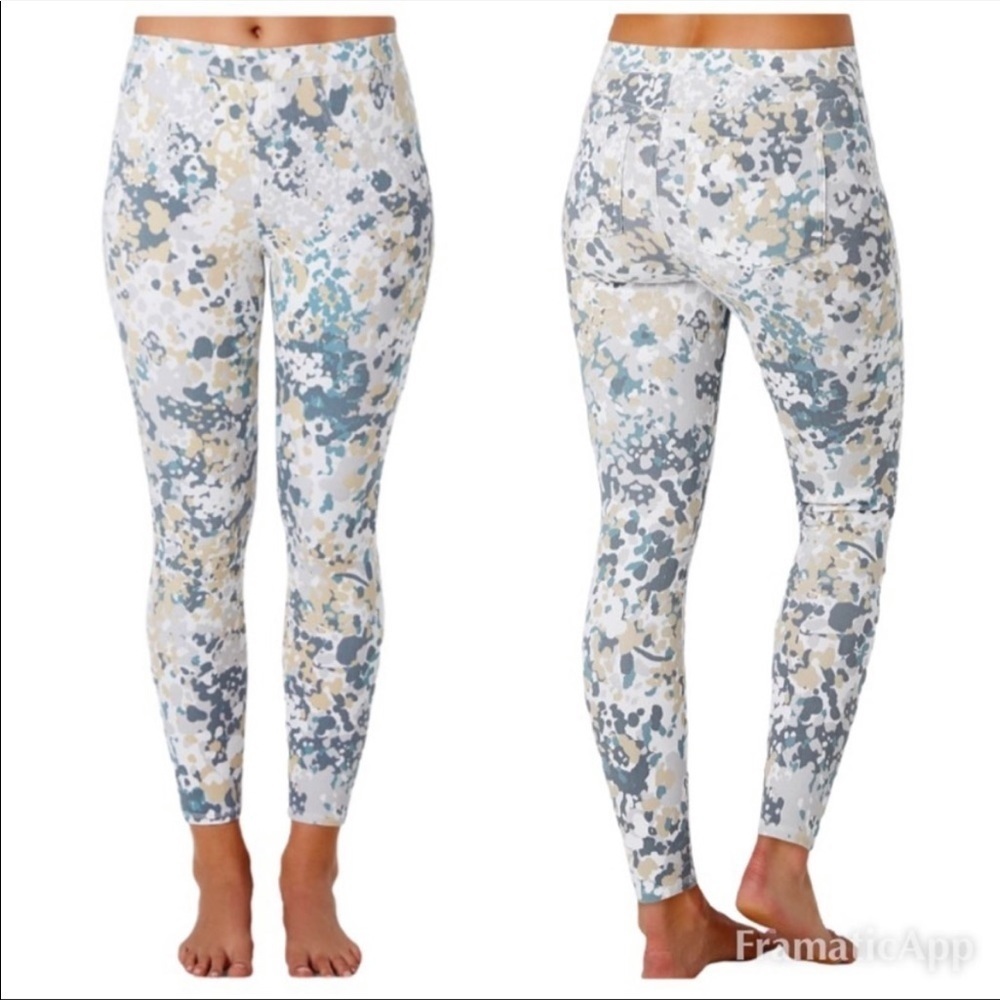 Spanx Ankle Jean-ish Blue Abtract Floral Leggings Size Medium